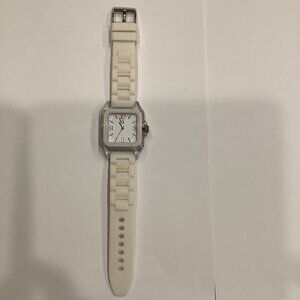 G by GUESS G59023L1 White Dial & Rubber Band Plastic Square Unisex Watch, Used